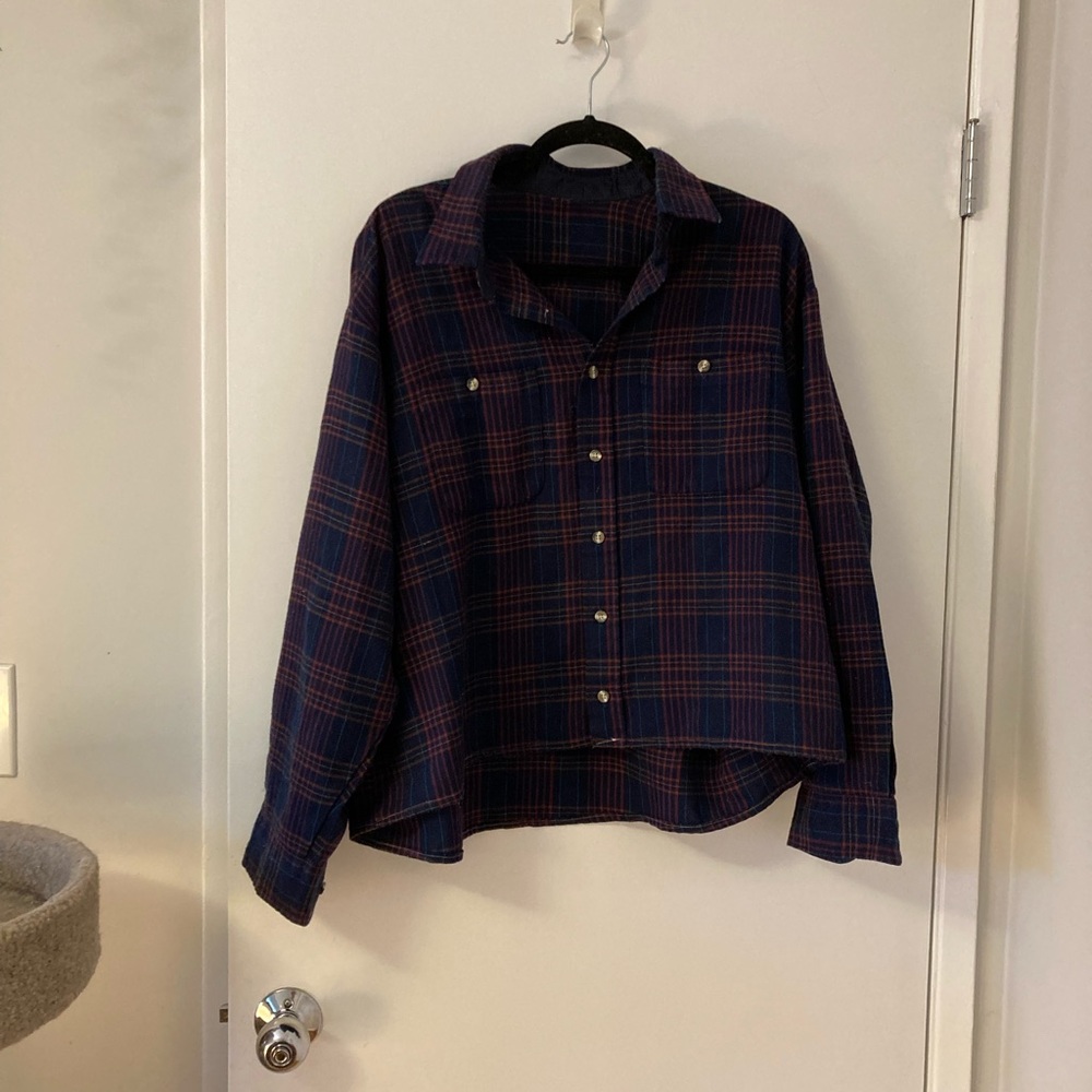 Purple plaid button down